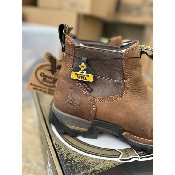 NEW Georgia Boots Eagle One Waterproof Slip-On Chelsea Work Men\'s Size 8 Brown main image 4